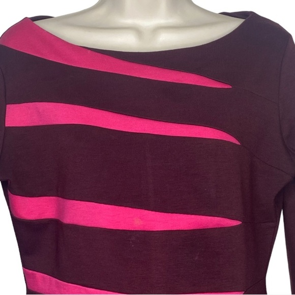 Fortric Women’s Knit Sheath Dress L Burgundy Pink Knee Length 3/4 Sleeves - Picture 2 of 11